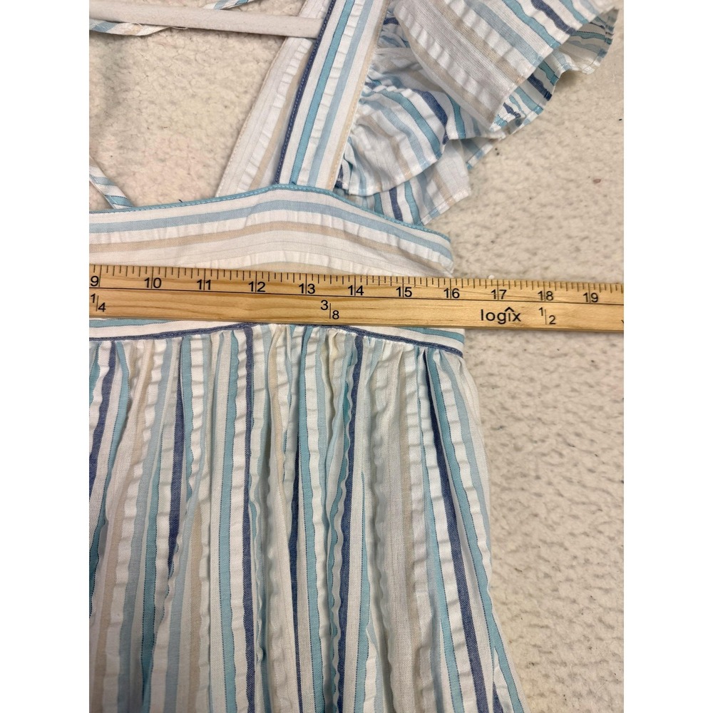MABLE Dress Womens S Cottagecore Midi Sundress Striped Tiered Ruffle Milkmaid - Picture 6 of 7
